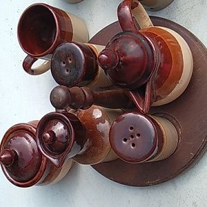 ⚜️ Vintage STONEWARE TEAPOT EVC ACCESSORIES HUGE LOT MCM